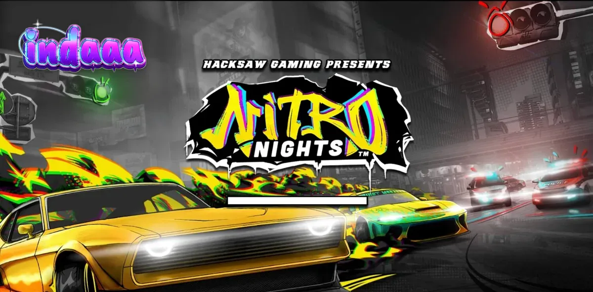 Tampilan visual slot Nitro Nights dengan tema balap jalanan neon